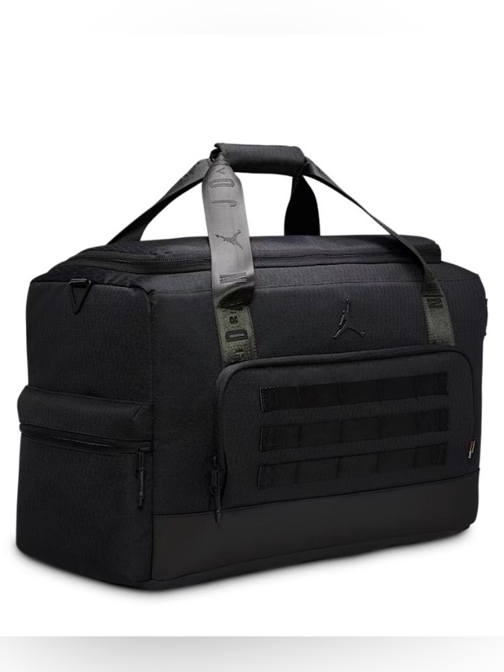 Jordan Black Travel Duffel with Padded Handles & Front Utility Pocket